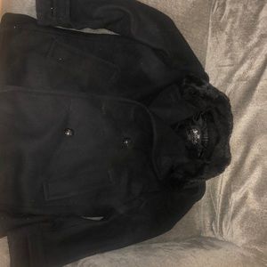Express Pea Coat with faux Fur collar